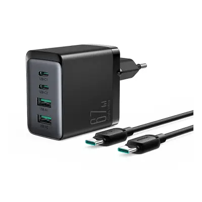 Joyroom jr-TCG02 GaN Ultra 67W 2C 2A Fast Charger with 100W Type-C to Type-C Cable 1.2m